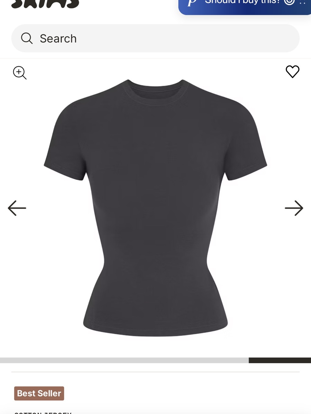 SKIMS Cotton Jersey Short Sleeve Tee - Soot